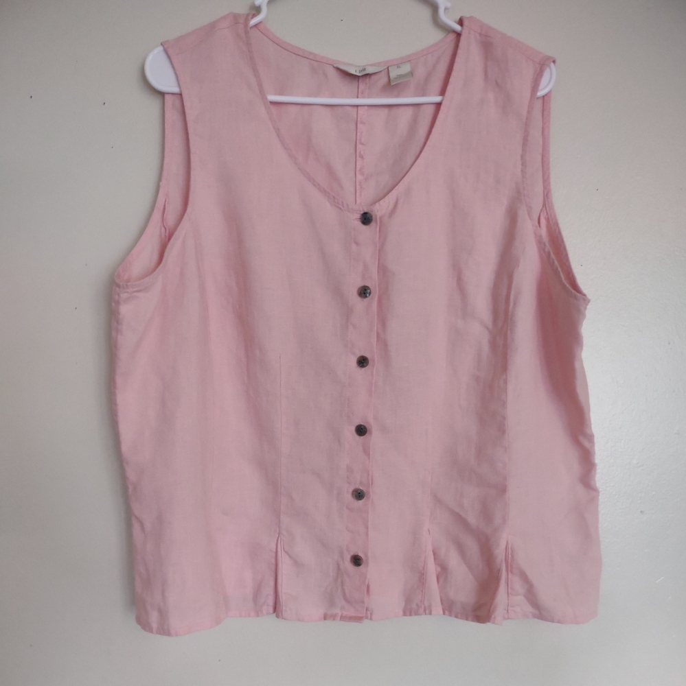 J Jill Women's Pink Linen Sleeveless Tank Top